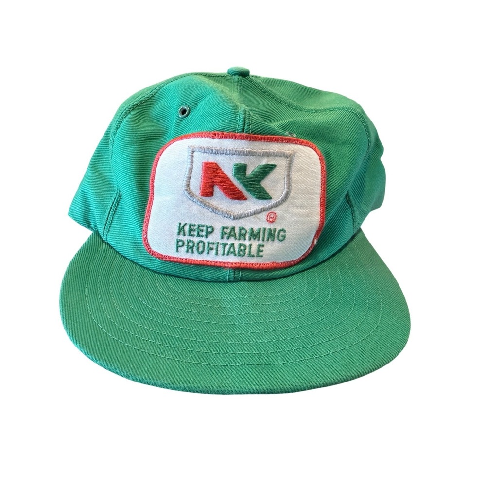 Vintage Northrup King NK Keep Farming Profitable Green Snapback Trucker Hat Cap